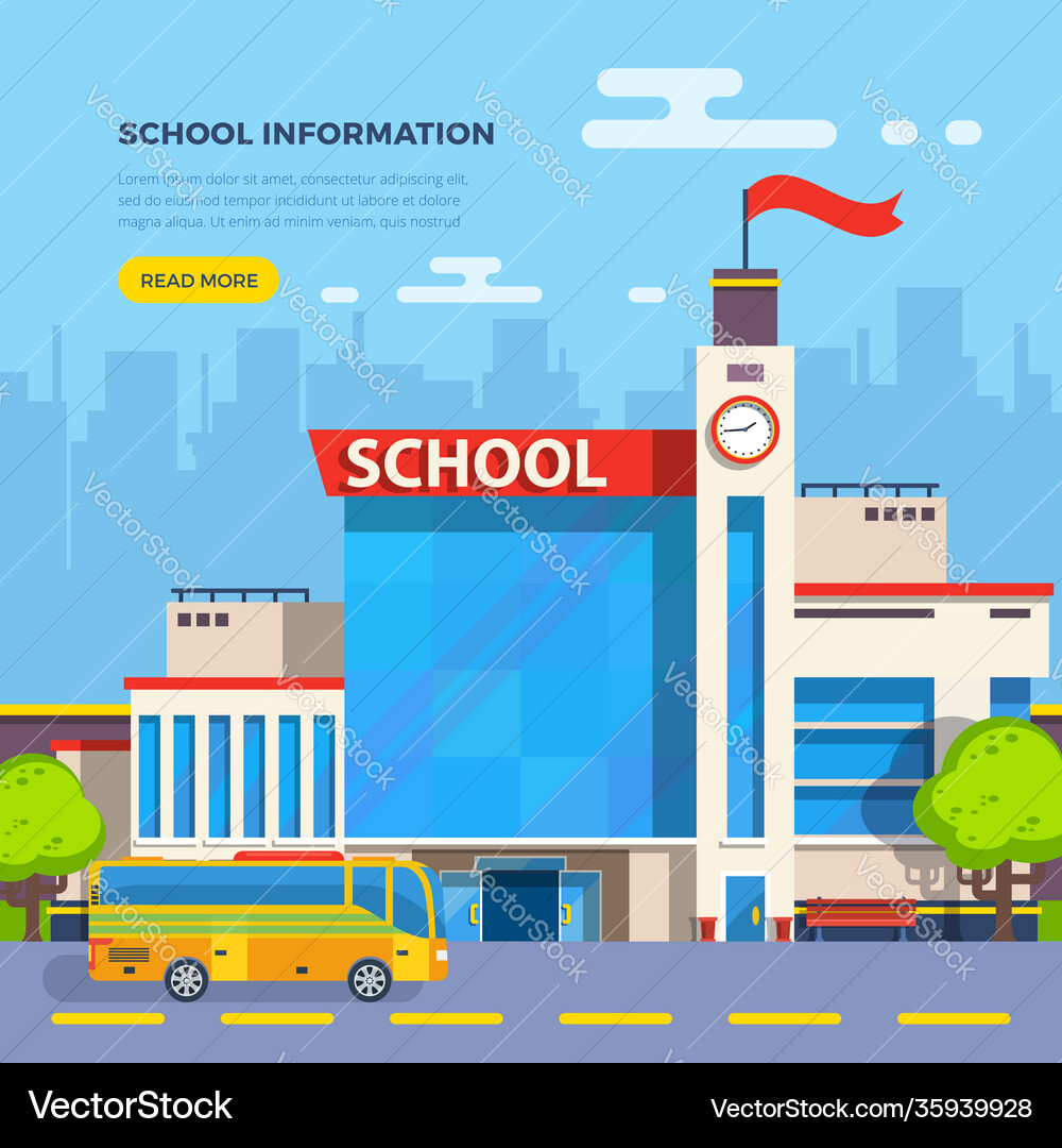 School flat Royalty Free Vector Image - VectorStock
