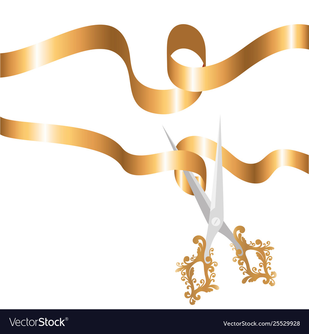 Scissors with ribbon on white background Vector Image Scissors with ribbon on white background