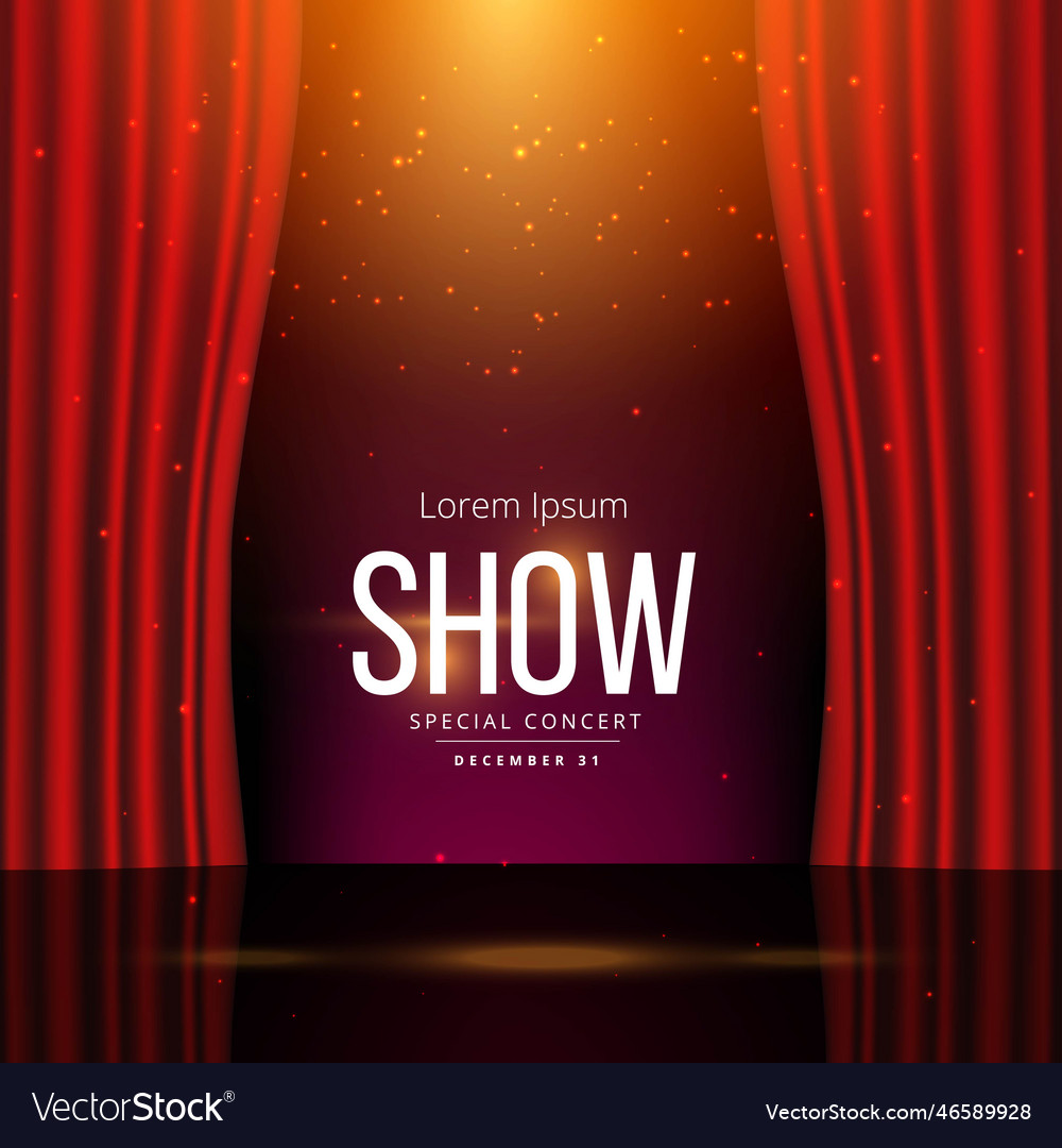 Stage with red open curtains