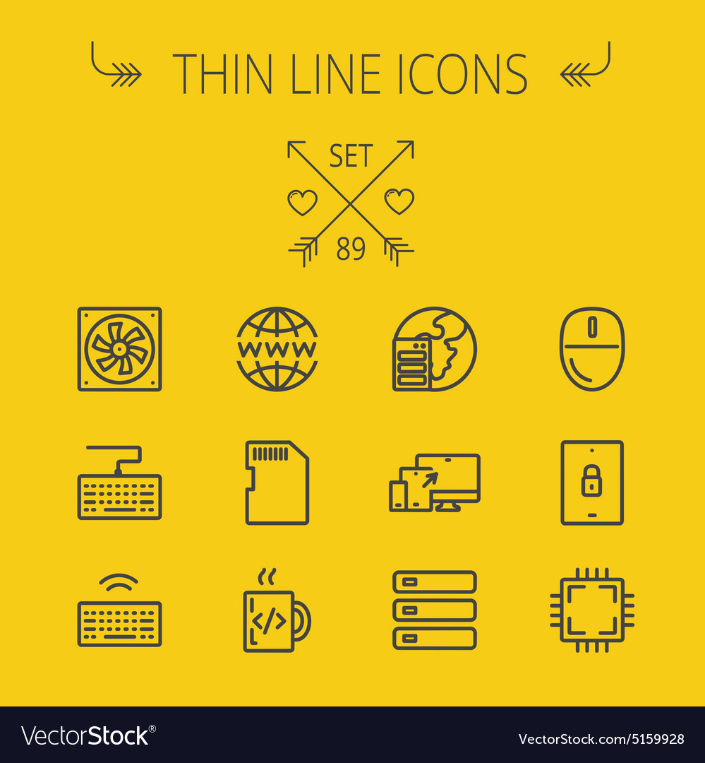 Technology Thin Line Icon Set Royalty Free Vector Image