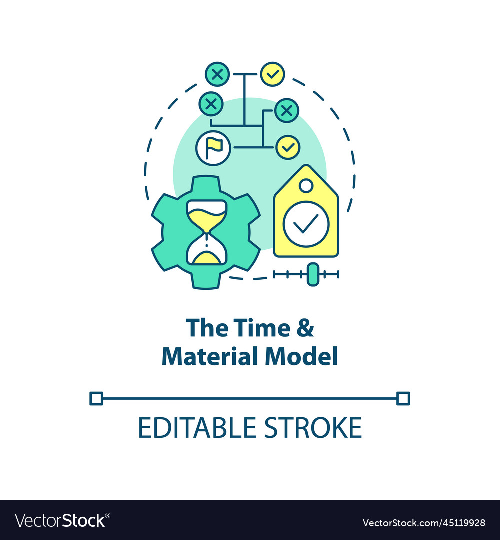 Time and material model concept icon