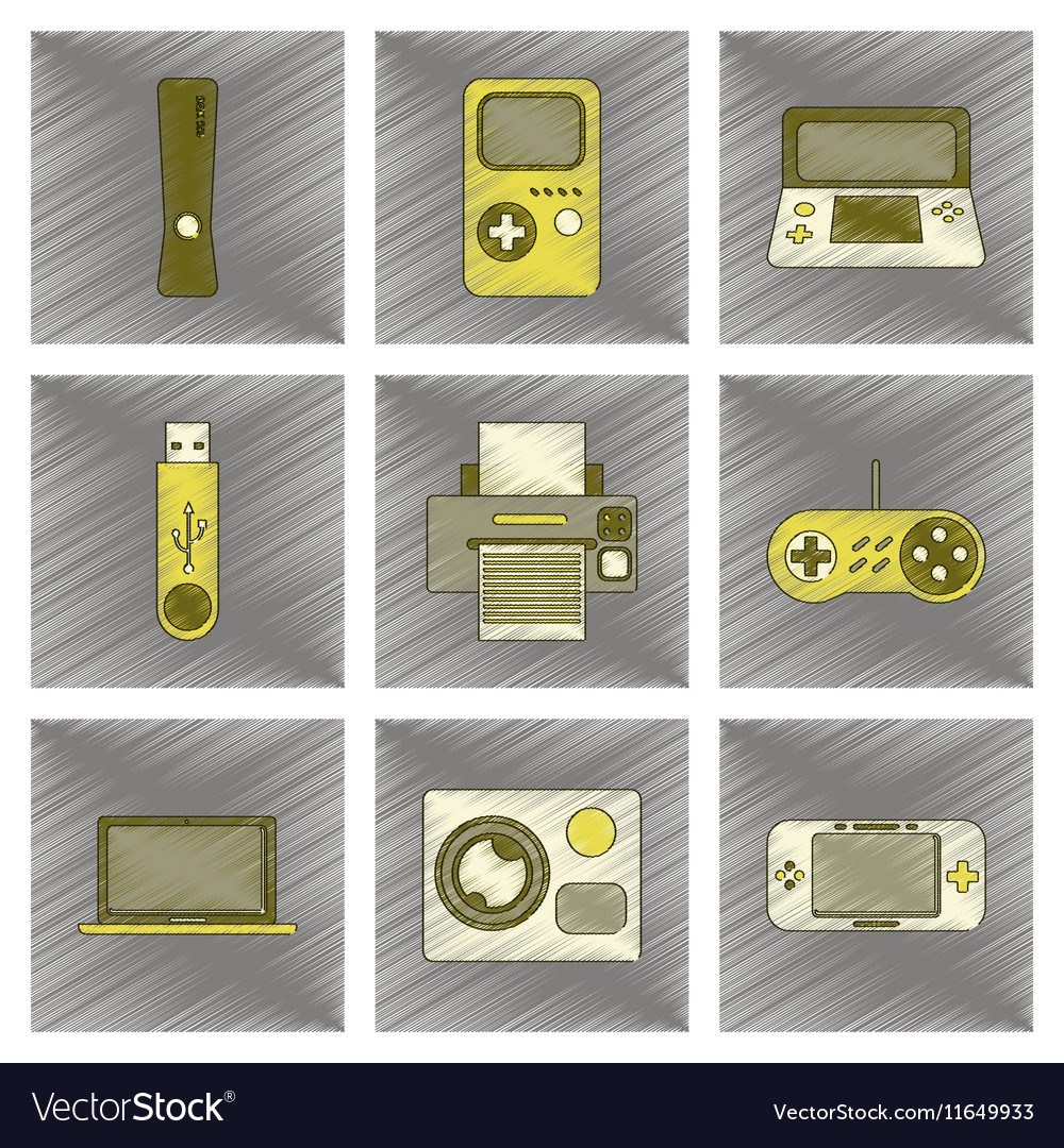 Assembly flat shading style icon technology game