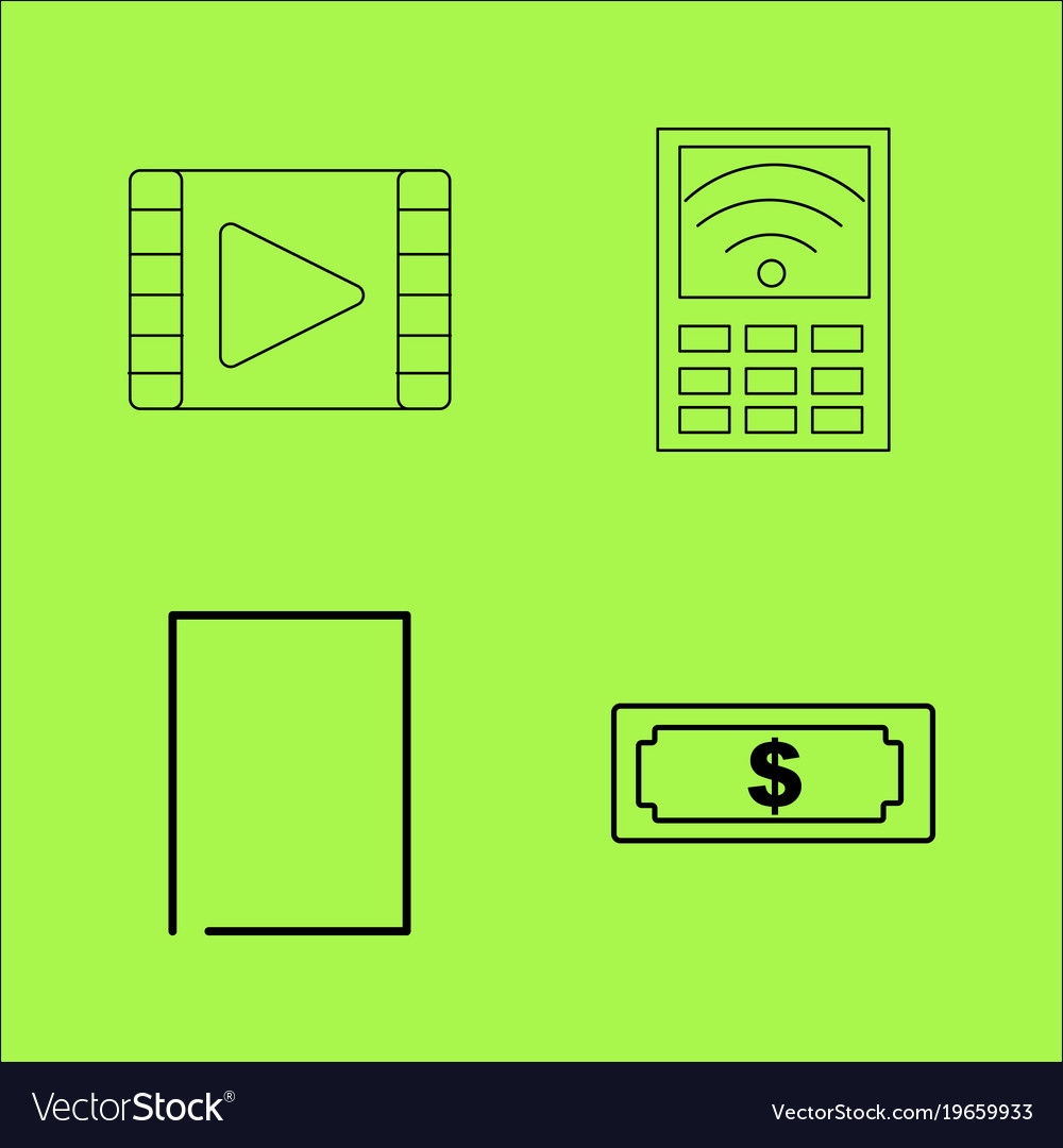 Basic content simple linear outline icon set