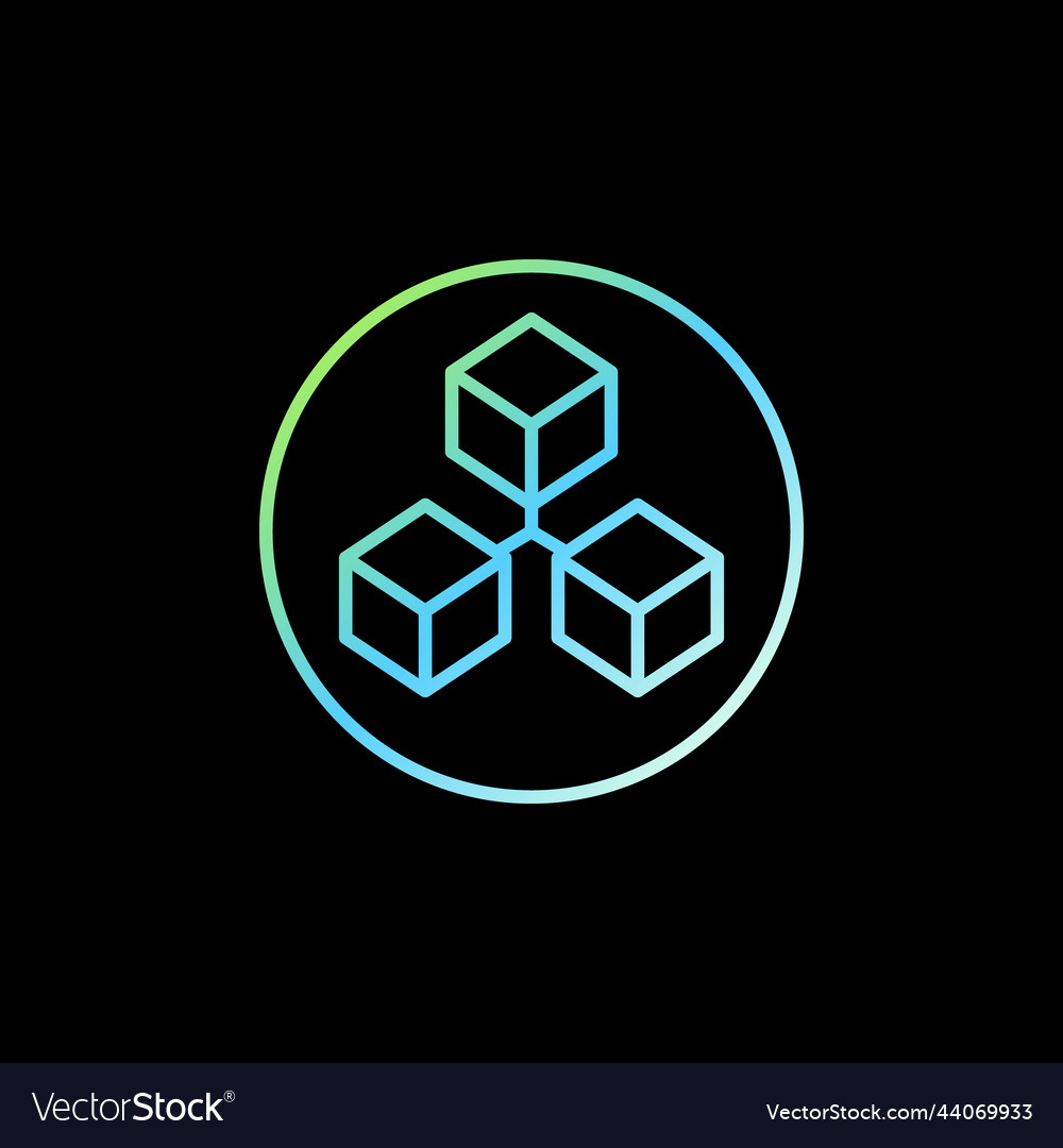 Blockchain technology three connected blocks vector image