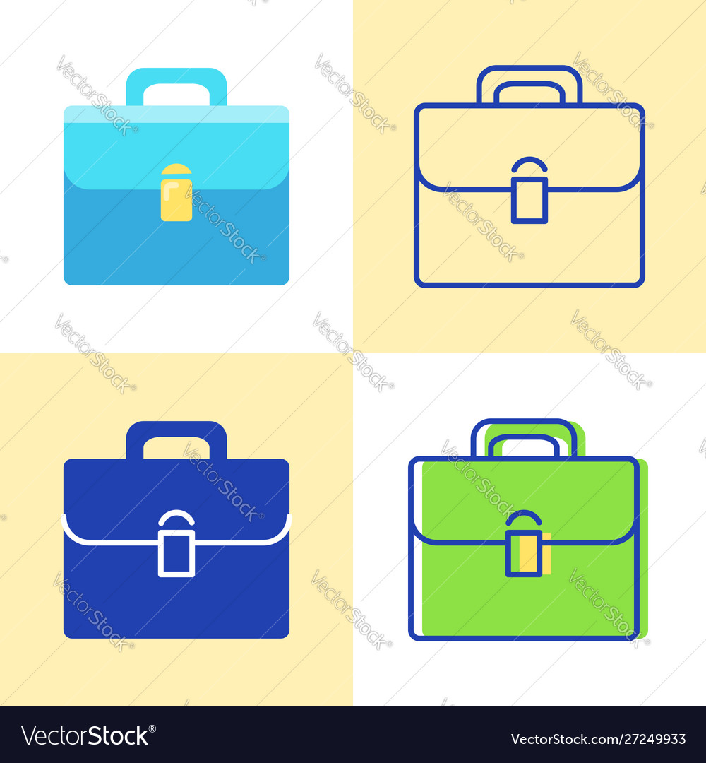 Briefcase icon set in flat and line style