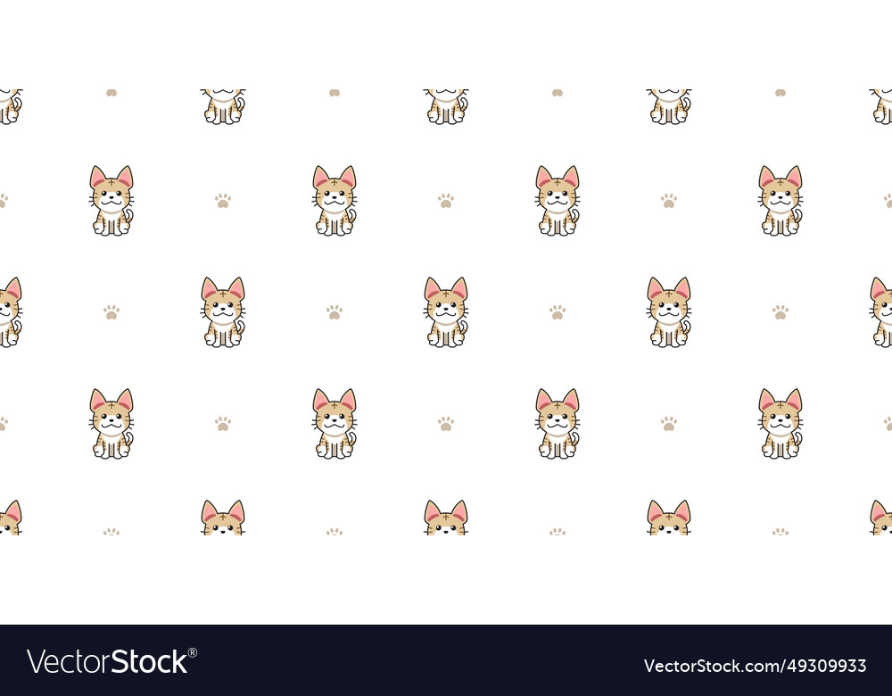 Cartoon character tabby cat seamless pattern