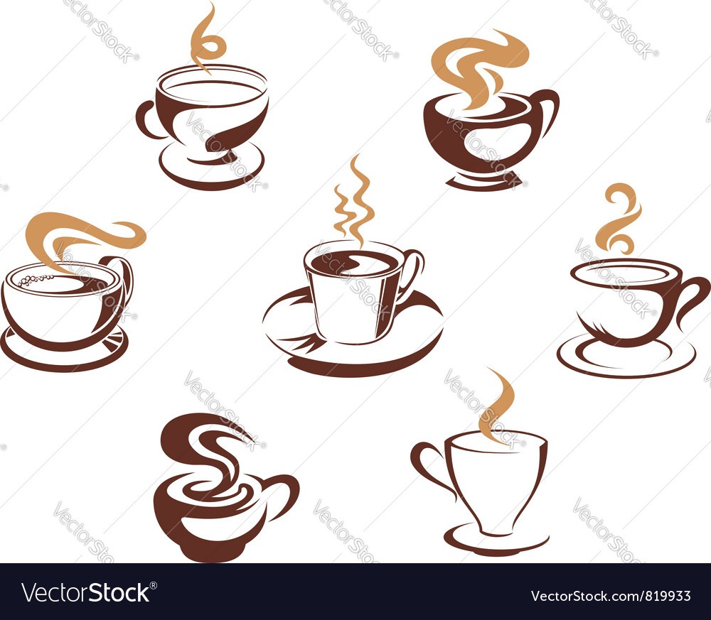 Coffee and tea cups Royalty Free Vector Image - VectorStock