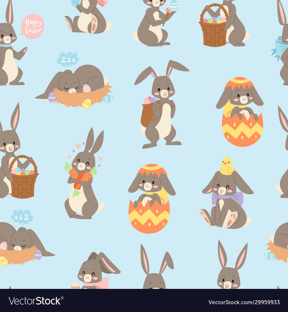 Cute Easter Bunny Seamless Pattern