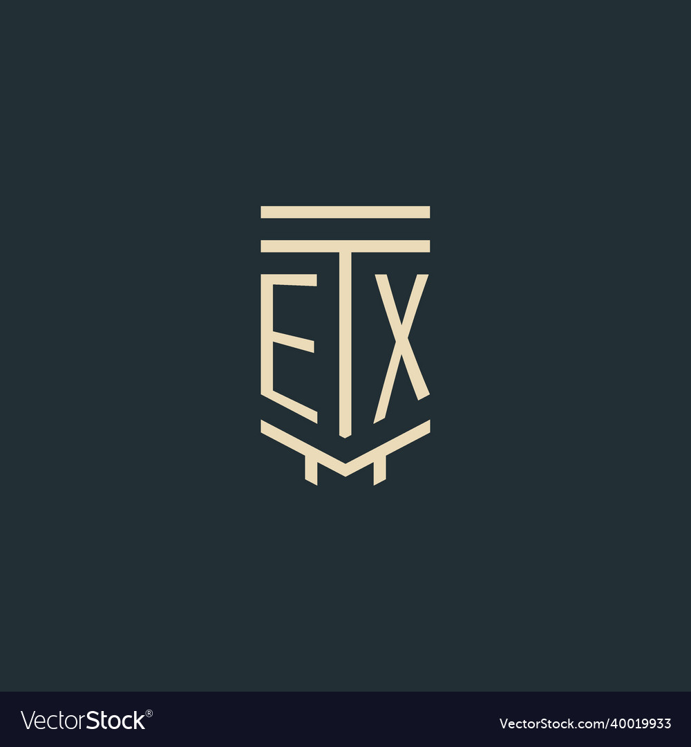 Ex initial monogram with simple line art pillar
