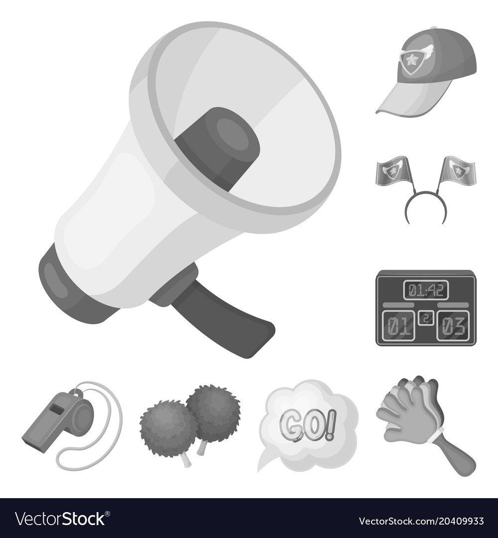 Fan and attributes monochrome icons in set