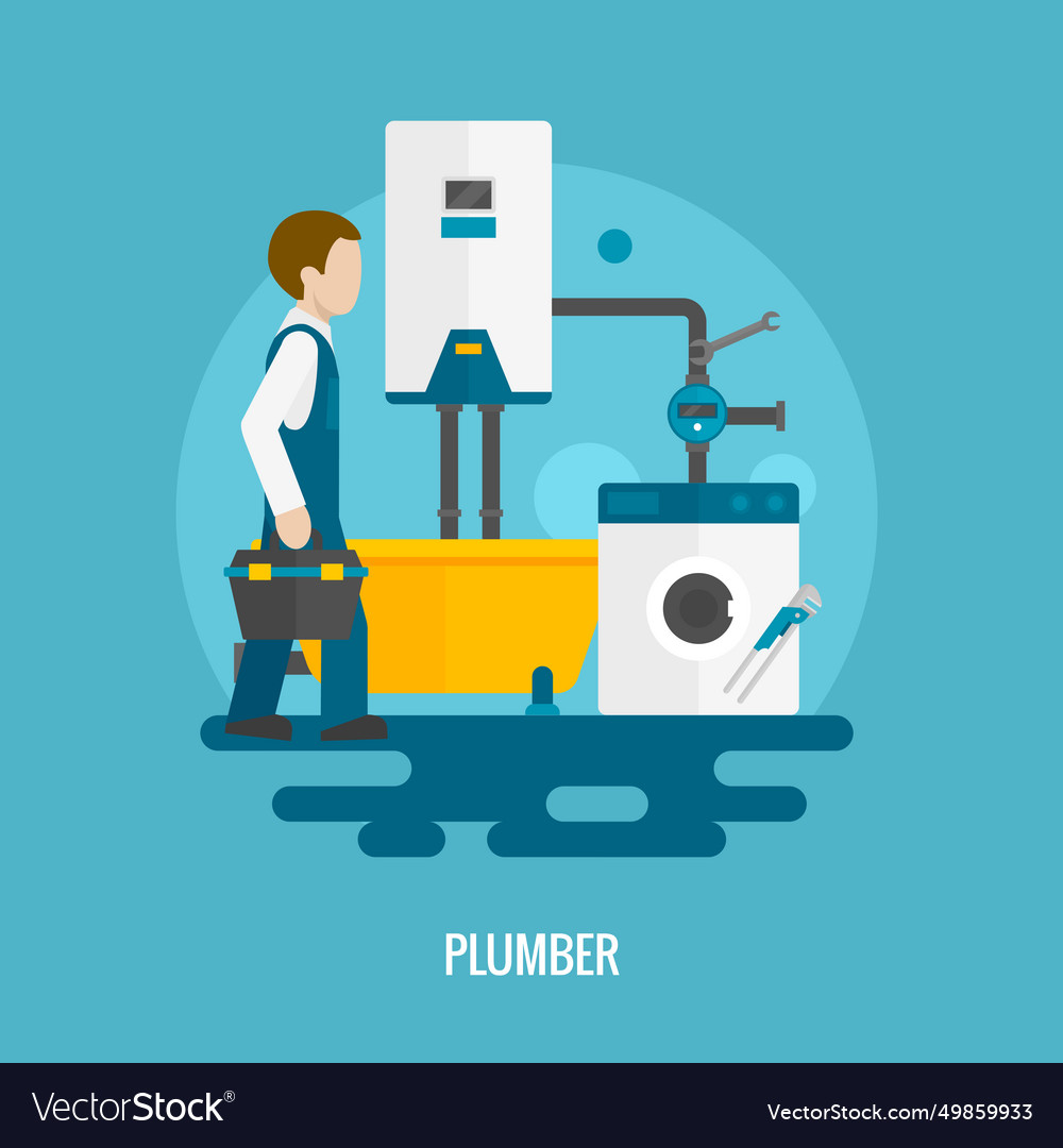 Flat plumber icon