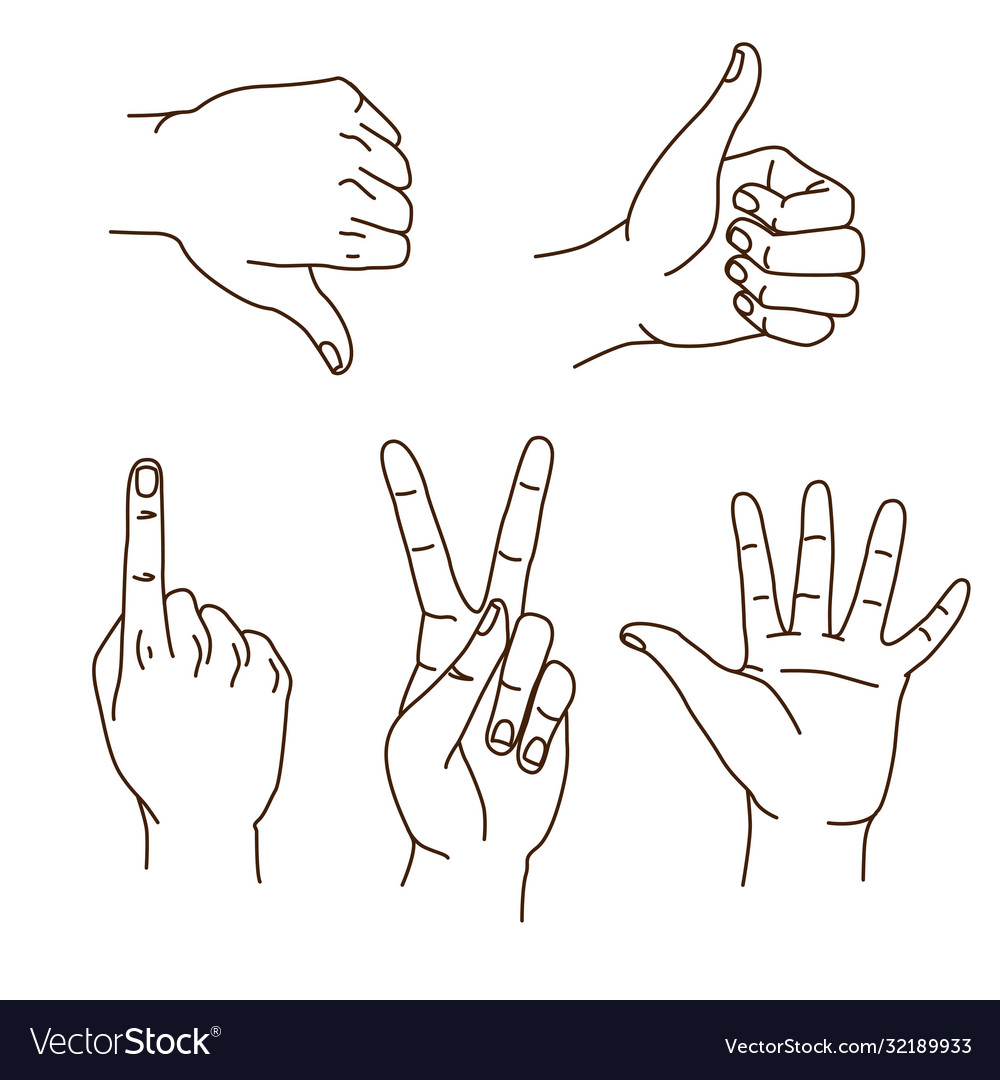 Hands gestures hand drawn set logo design Vector Image