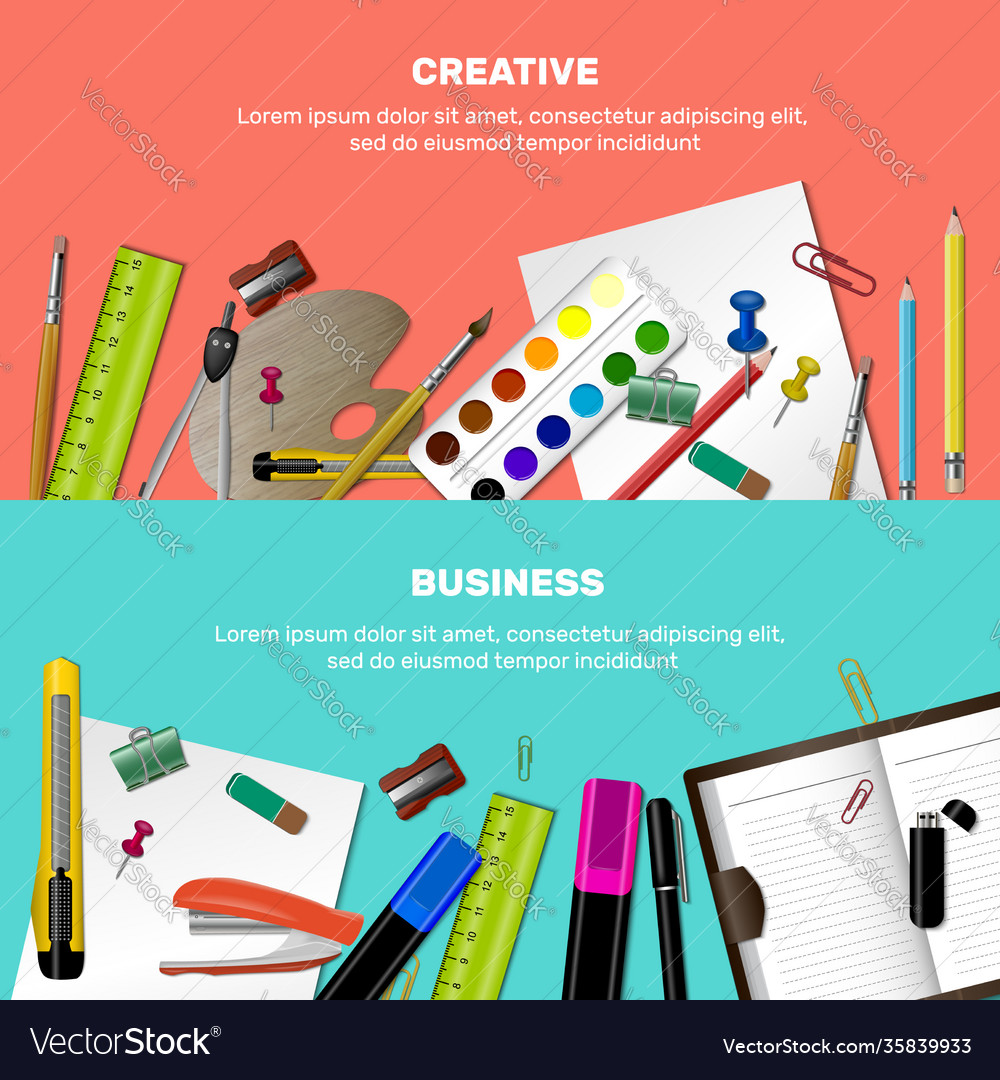 Horizontal Stationery Banner Set Royalty Free Vector Image