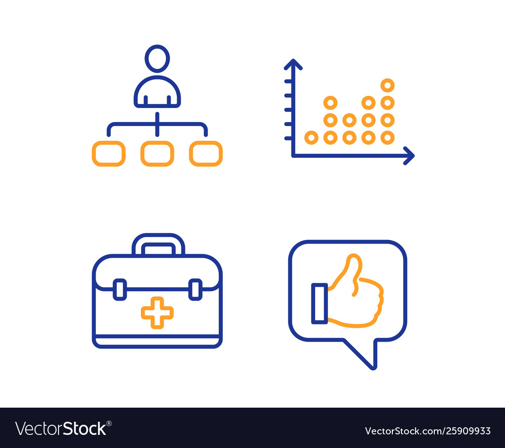 Management dot plot and first aid icons set like vector image Management dot plot and first aid icons set like