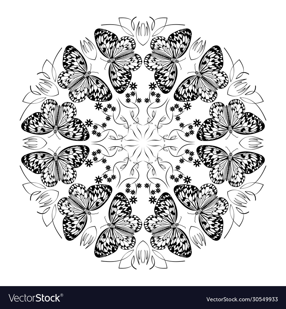 Monochrome black and white mandala