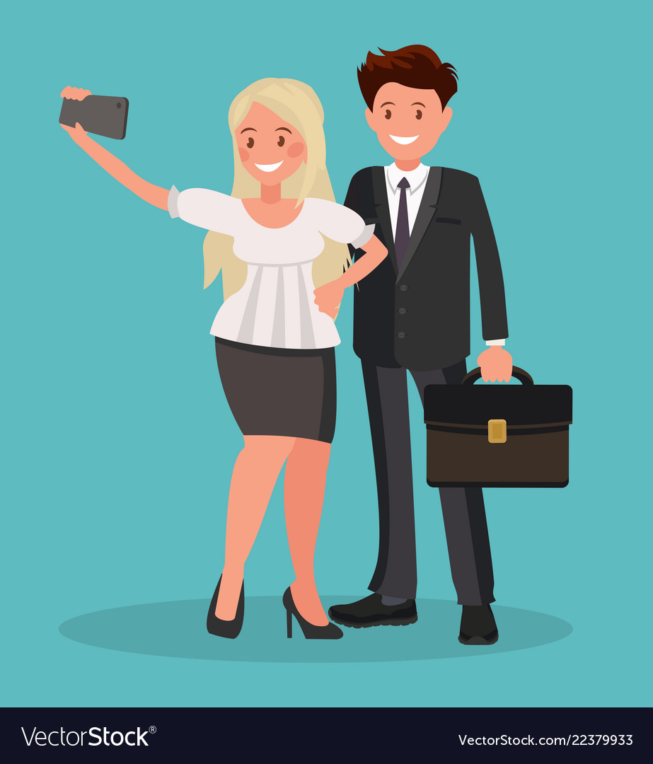 Selfie office workers vector image Selfie office workers