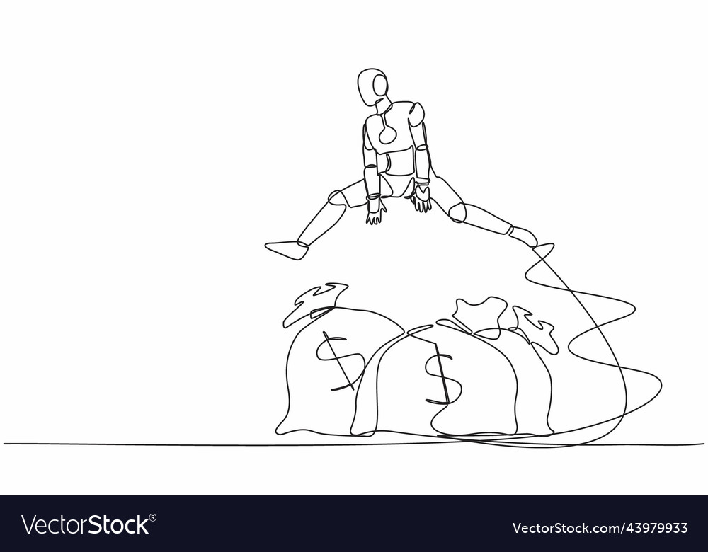 Single continuous line drawing robot jumping over