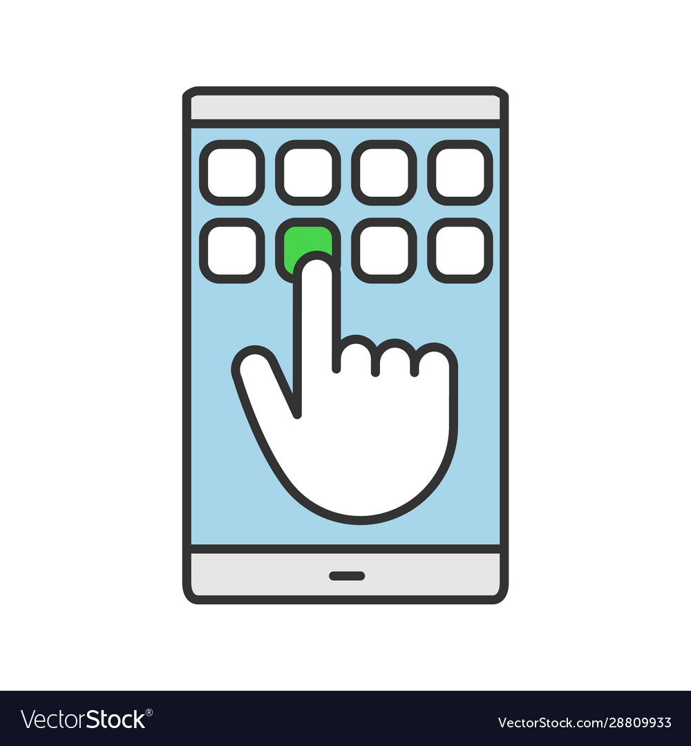 Smartphone touchscreen and keypad color icon