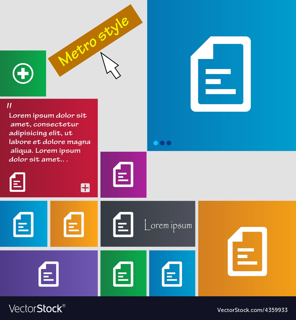 Text file icon sign metro style buttons modern
