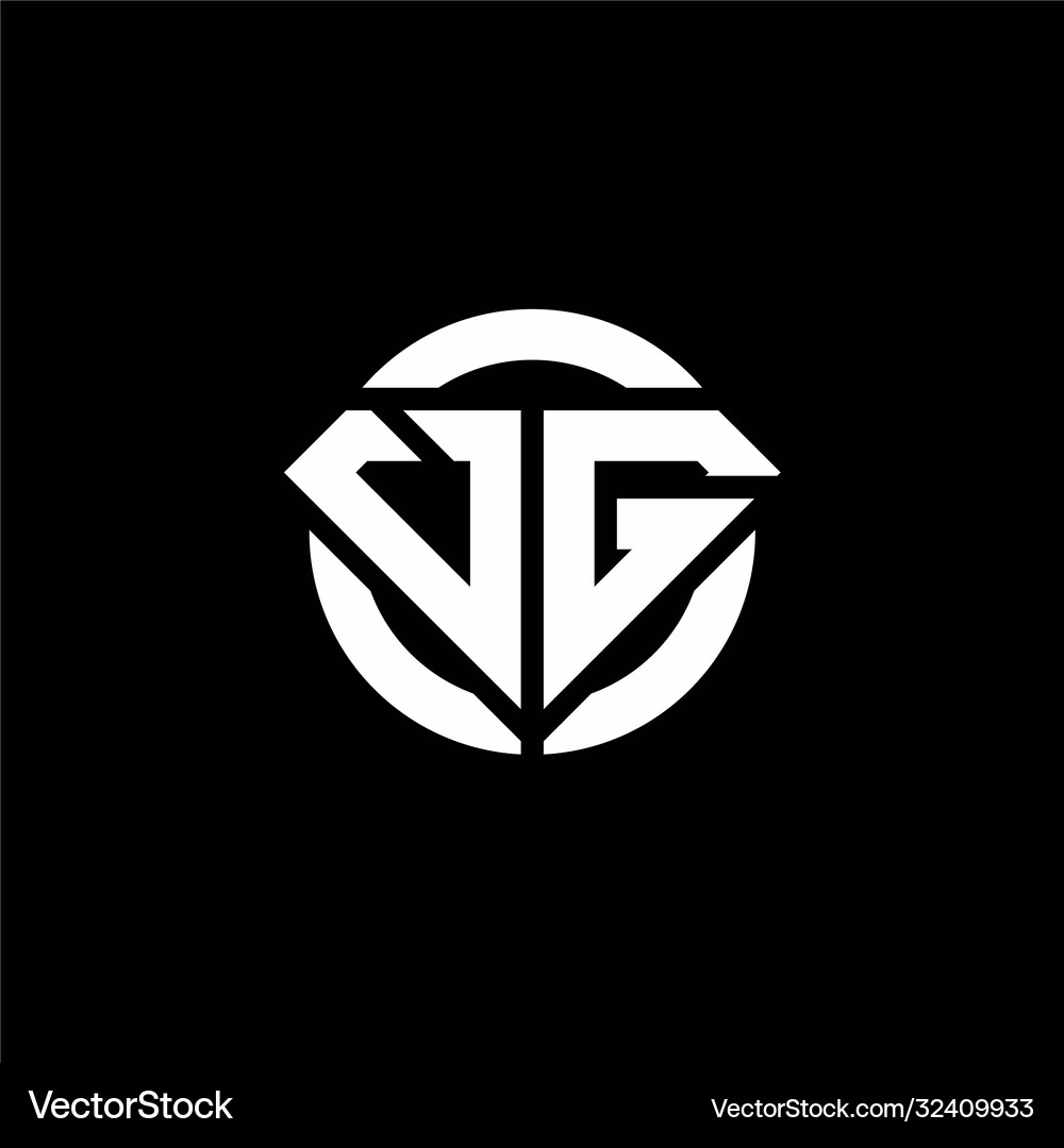 Vg Monogram Logo With Diamond Shape And Ring Vector Image