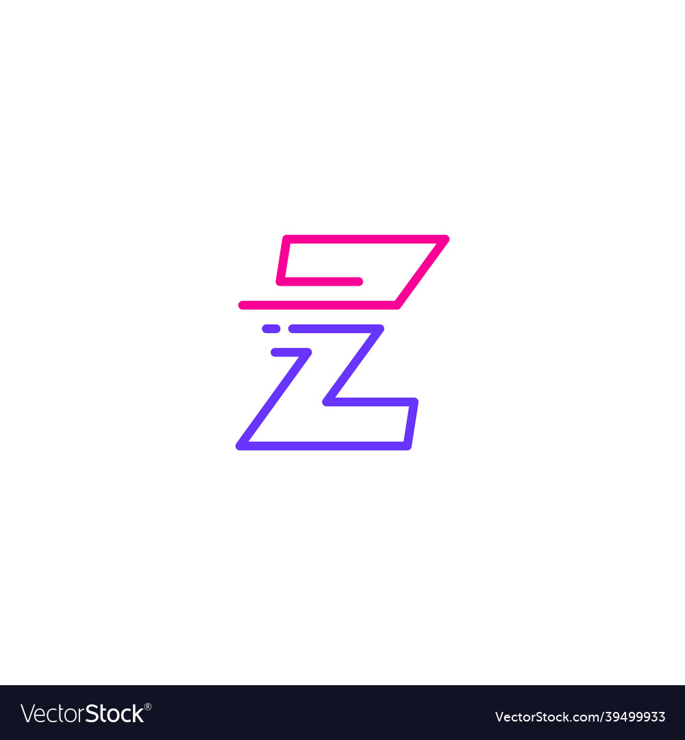 Z letter dash lowercase tech digital fast quick Vector Image