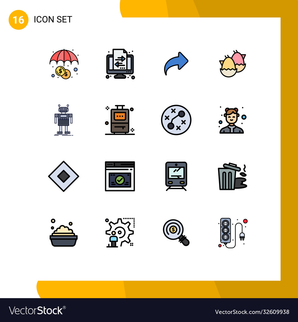 16 universal flat color filled lines set for web