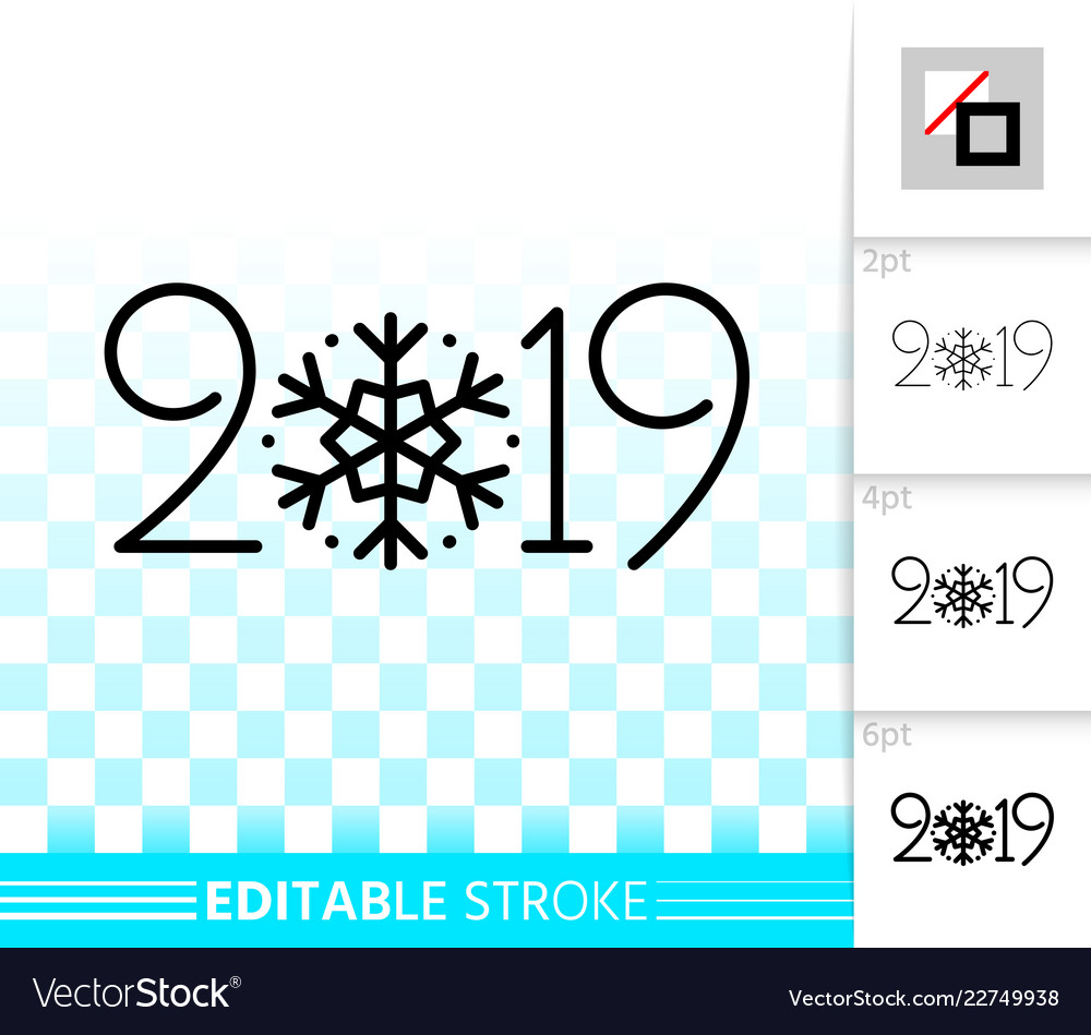 2019 year numeric simple black line icon