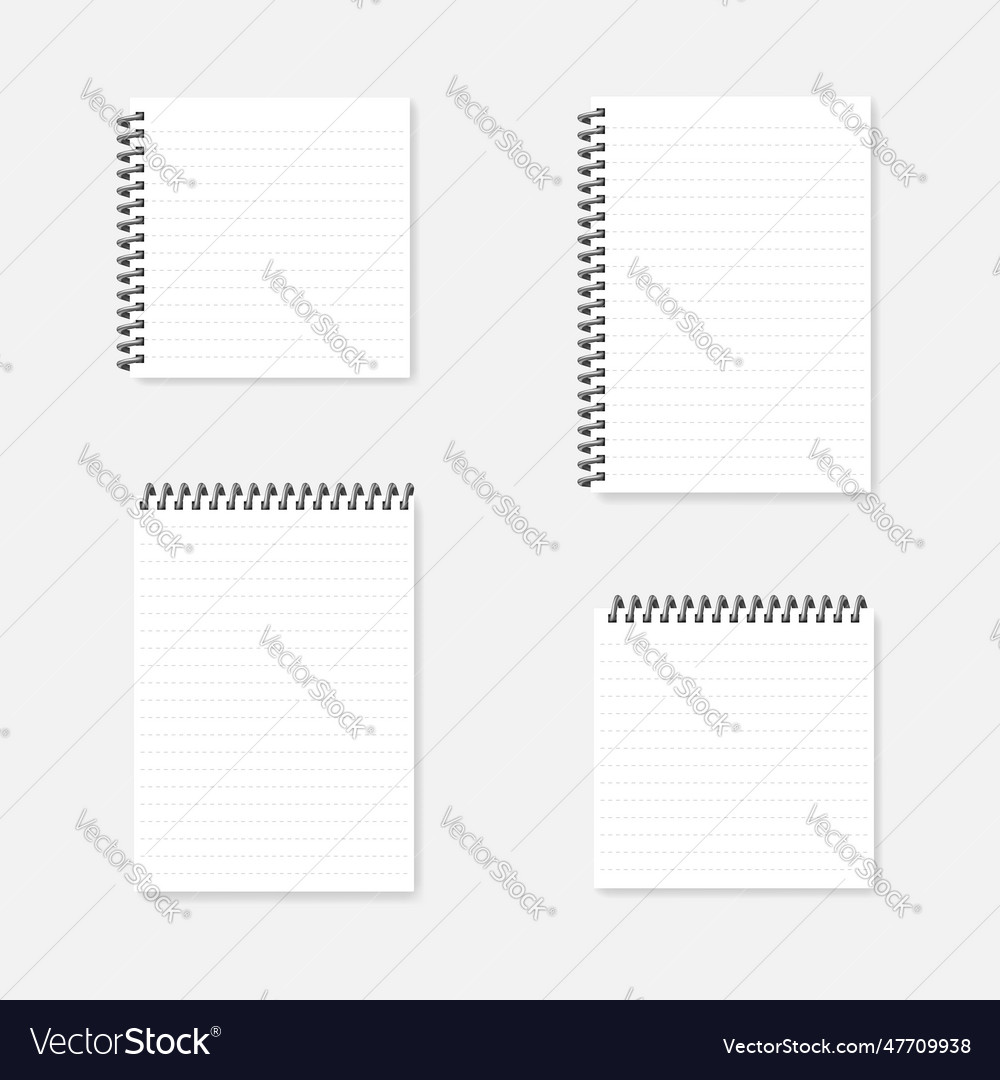 A4 and square wire spring bound dotted lined vector image A4 and square wire spring bound dotted lined