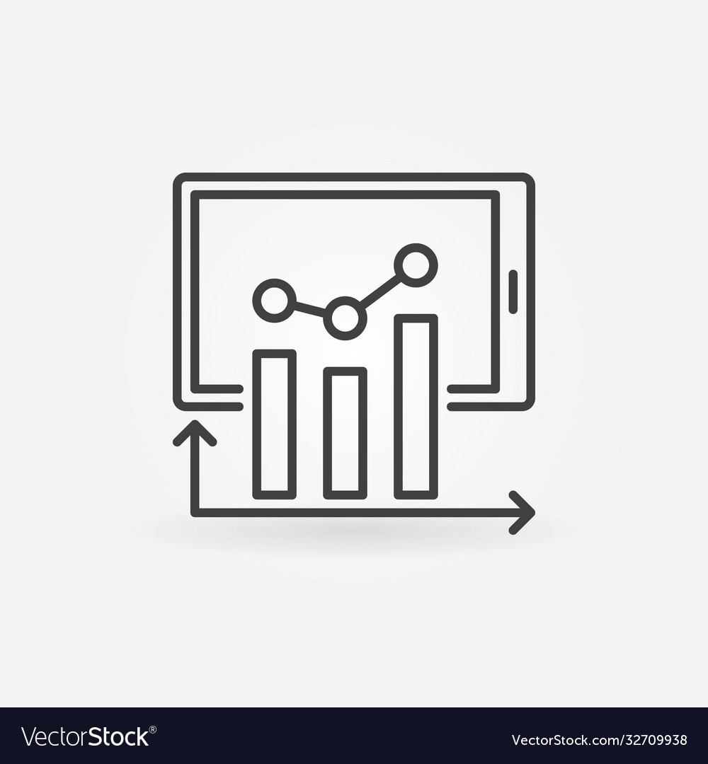 Bar chart with tablet thin line analytics vector image Bar chart with tablet thin line analytics