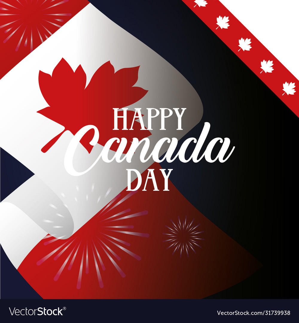 Canada day celebration card with flag