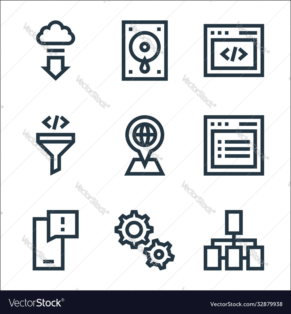 Development line icons linear set quality Vector Image Development line icons linear set quality