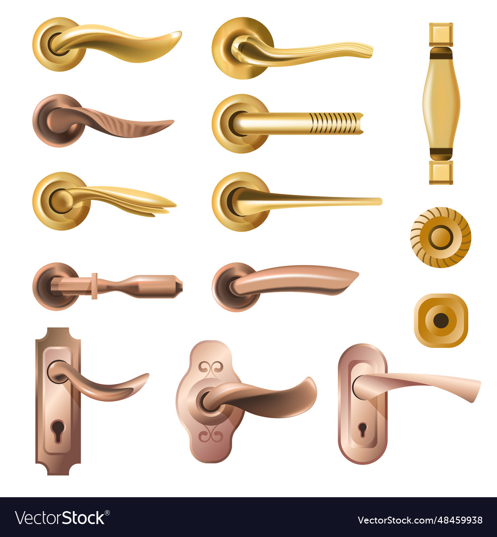 Door knobs and handles accessories variety set Vector Image