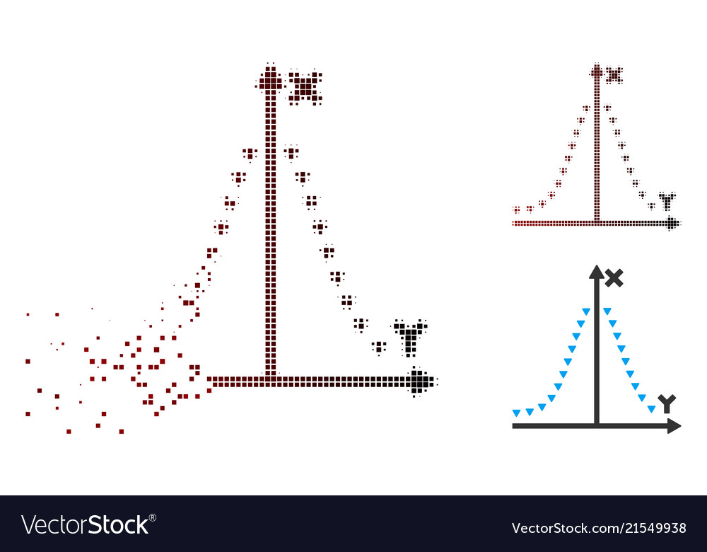 Dust pixel halftone dotted gauss plot icon
