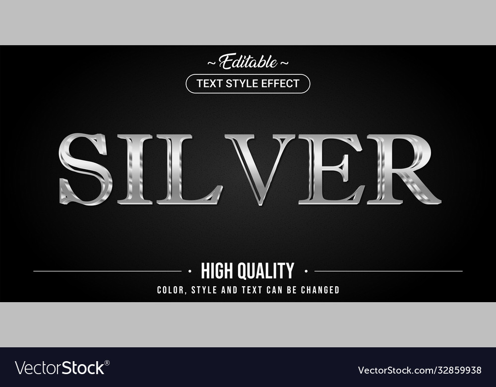Editable text style effect - silver color theme
