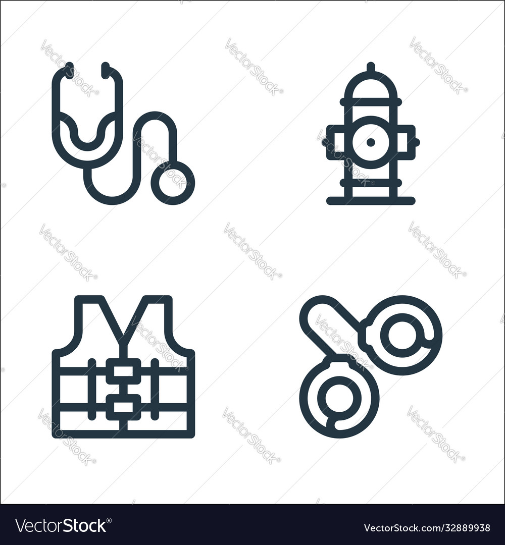 Emergencies line icons linear set quality Vector Image Emergencies line icons linear set quality