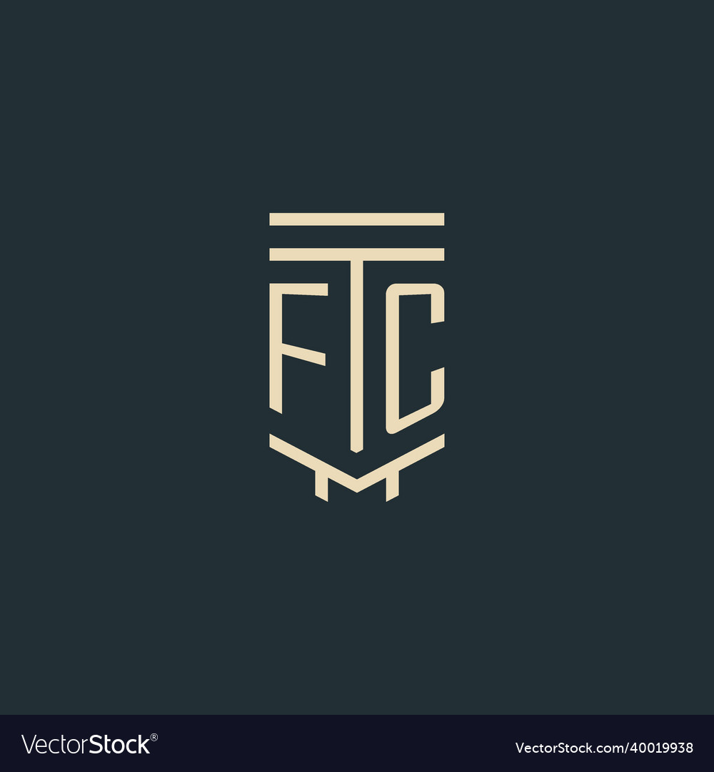 Fc initial monogram with simple line art pillar Vector Image Fc initial monogram with simple line art pillar