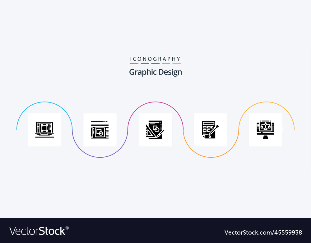 Graphic design glyph 5 icon pack including bucket