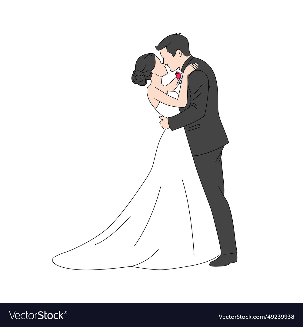 Happy wedding bride and groom at ceremony Vector Image