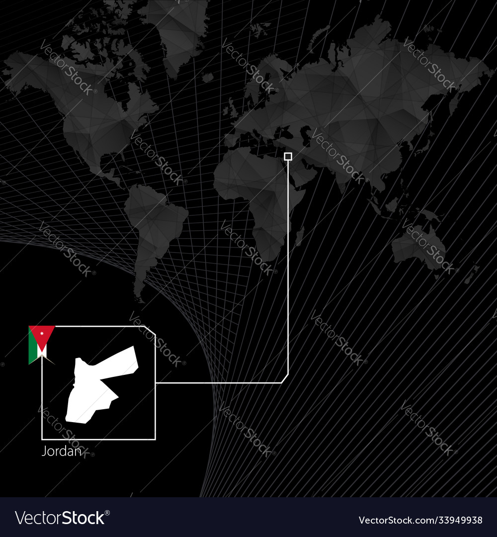 Jordan on black world map and flag