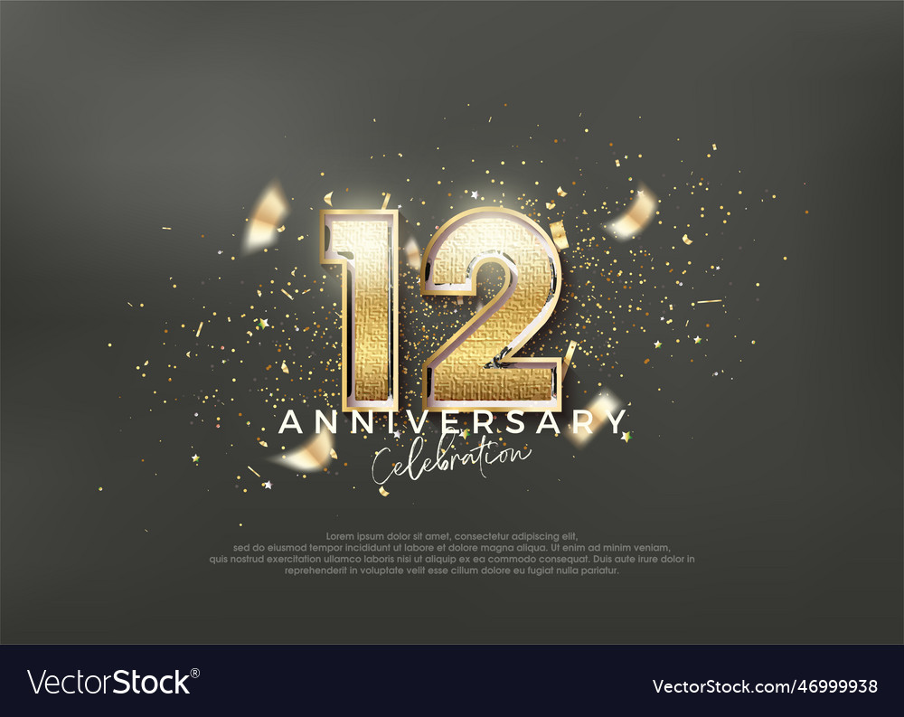 Luxurious and elegant number 12th premium design Vector Image
