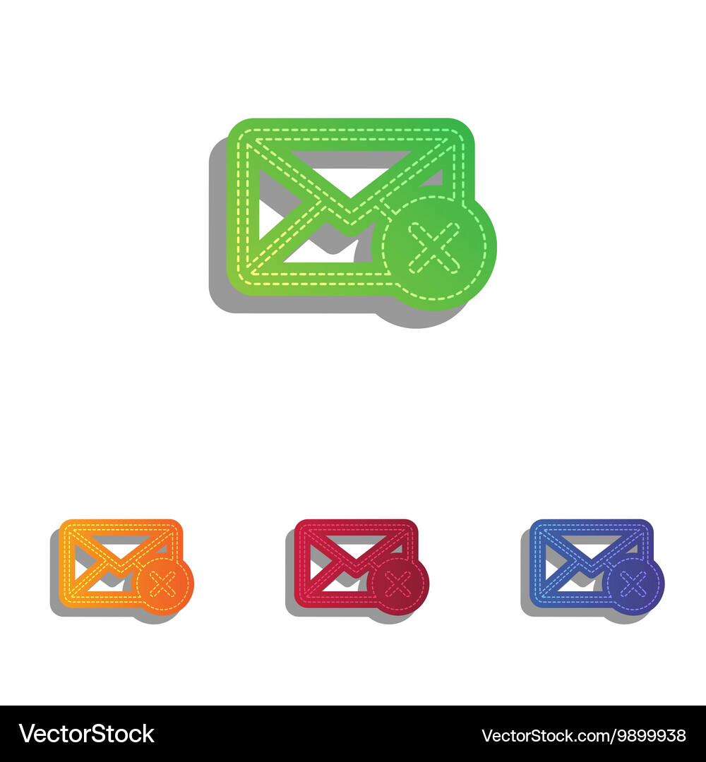 Mail sign with cacel mark colorful Royalty Free Vector Image