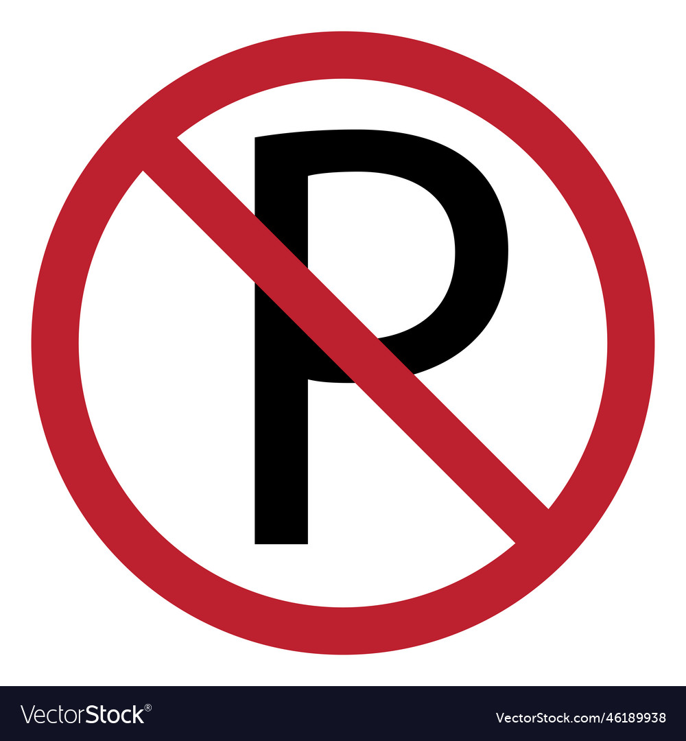 No parking sign icon red and black on white Vector Image