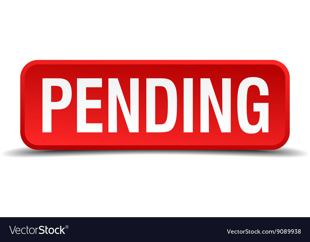 Pending red 3d square button isolated on white