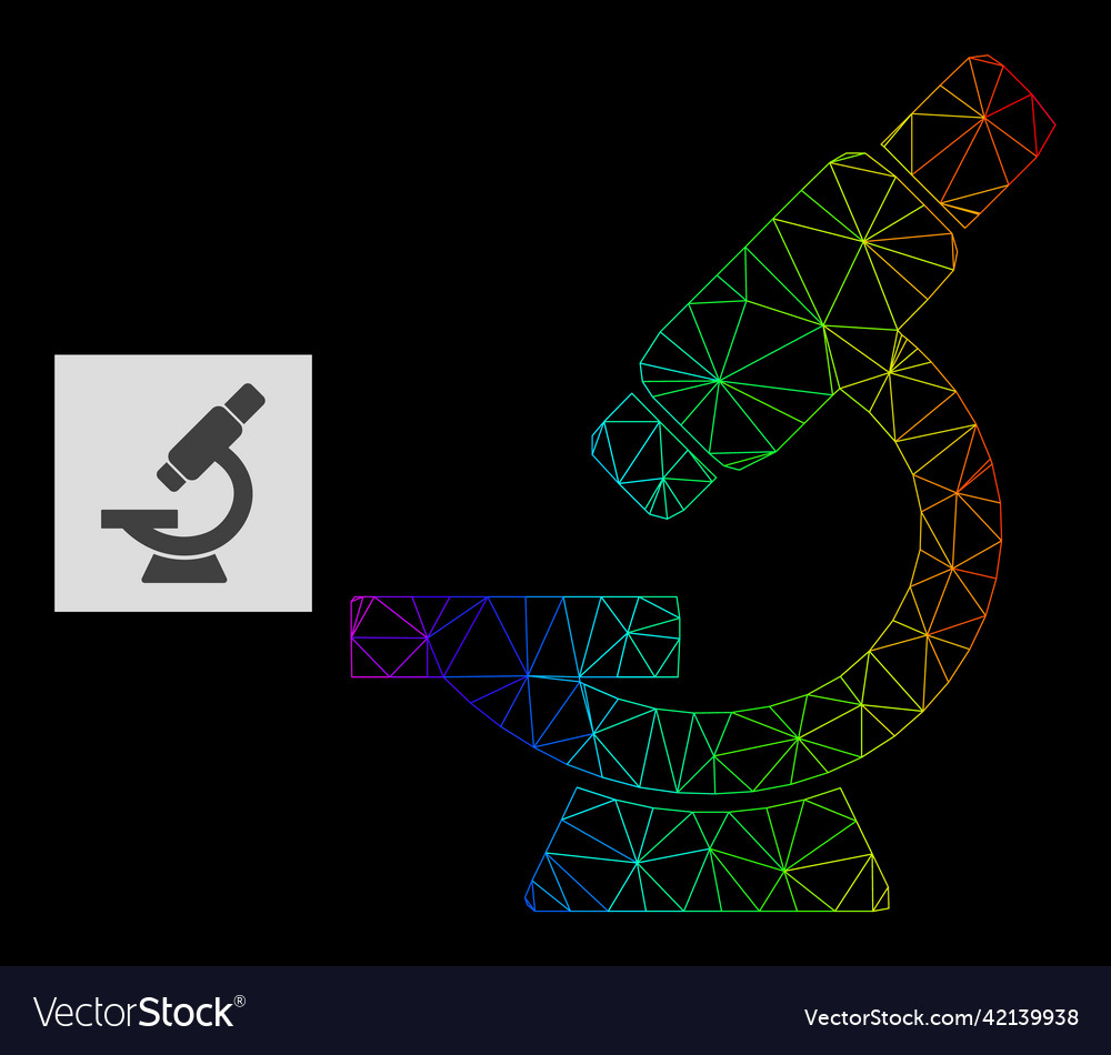 Rainbow gradient polygonal net microscope icon vector image Rainbow gradient polygonal net microscope icon