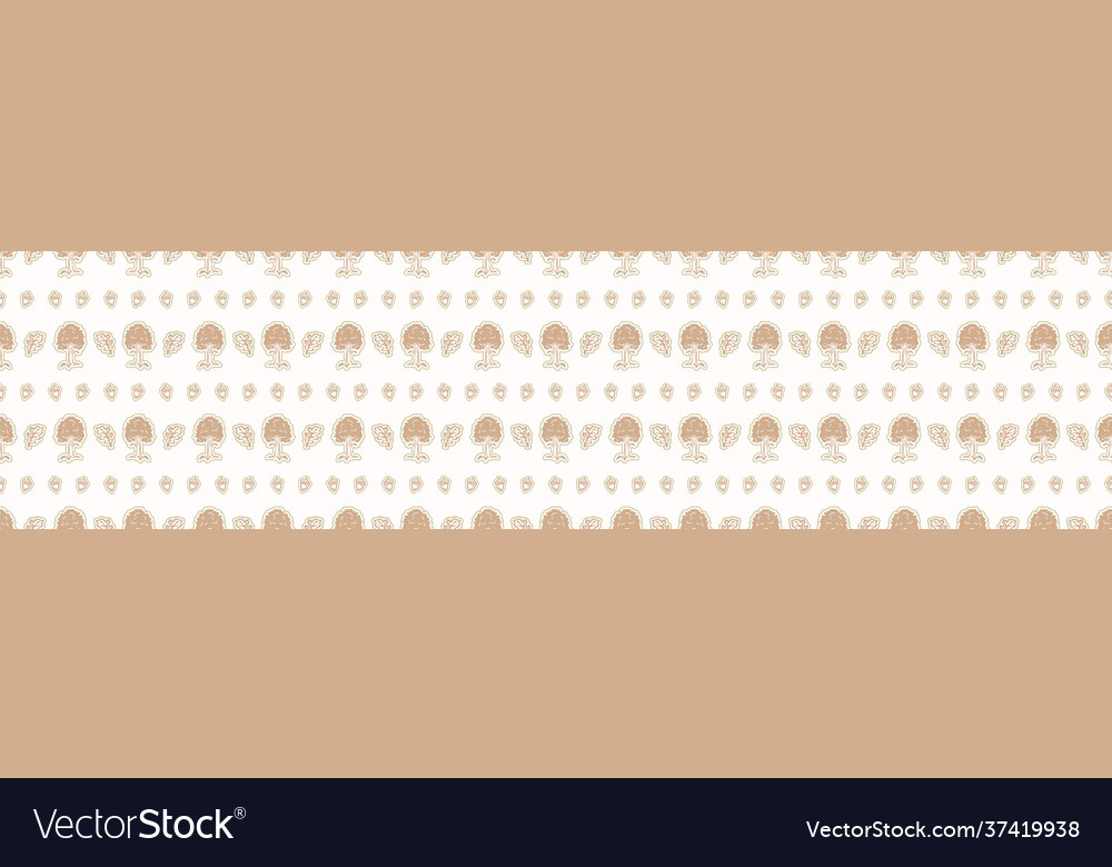 Seamless minimalist blockprint tree border pattern vector image Seamless minimalist blockprint tree border pattern