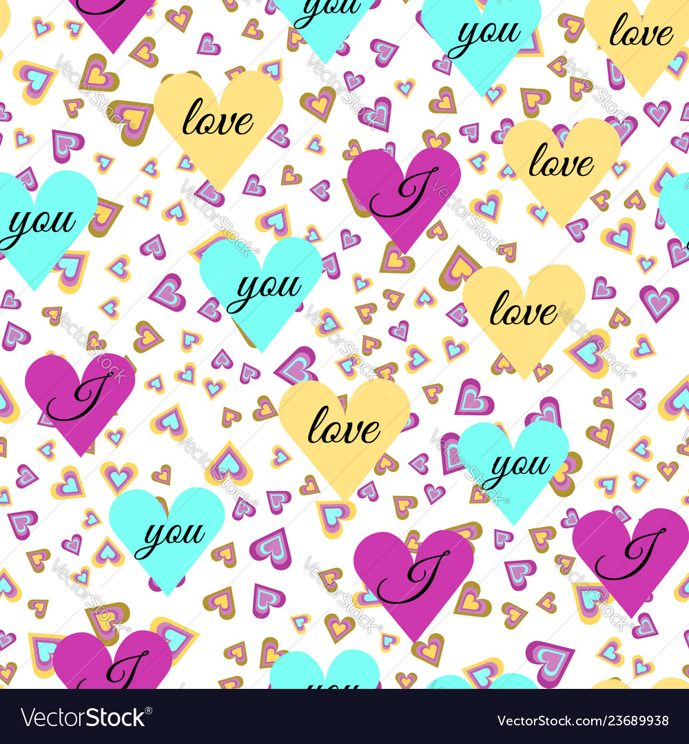 Seamless pattern of small and large volume hearts vector image Seamless pattern of small and large volume hearts