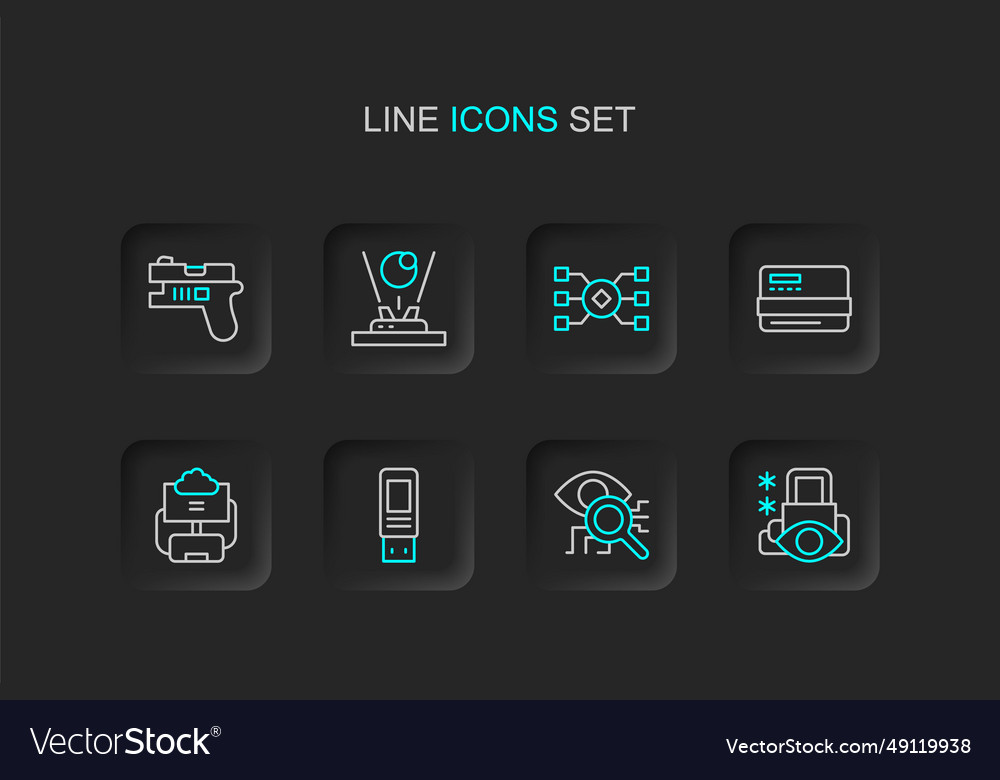 Set line cyber security eye scan usb flash drive