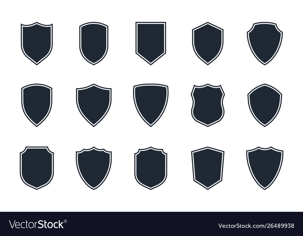 Shield Icon Set On White Background Royalty Free Vector