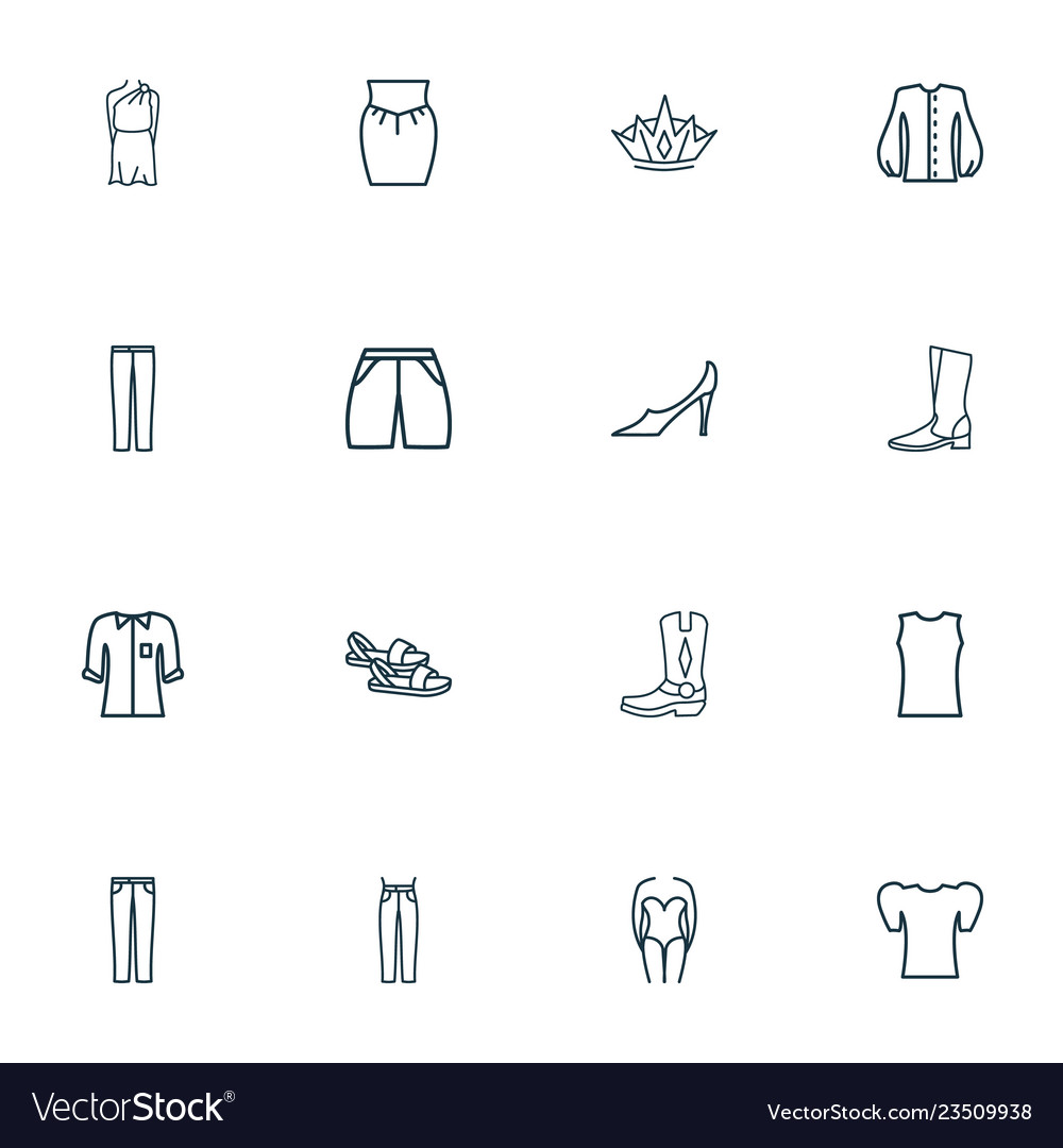 Style Icons Line Set With Bishop Sleeve Royalty Free Vector