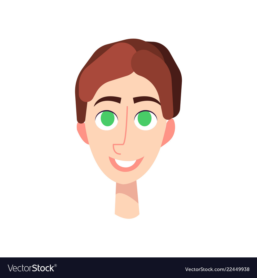 Young Man With Big Green Eyes Brown Hair And A Vector Image